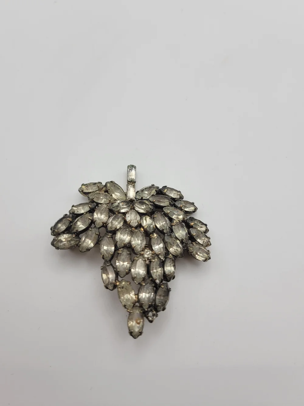 Vinyate Silver Crystal Cluster Leaf Brooch
